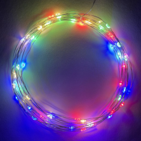 Гирлянда светодиодная ЭРА "Нить"  3хАА (ENIN-5NM) 50 LED, 5 м, мультиколор, IP20 фото 1
