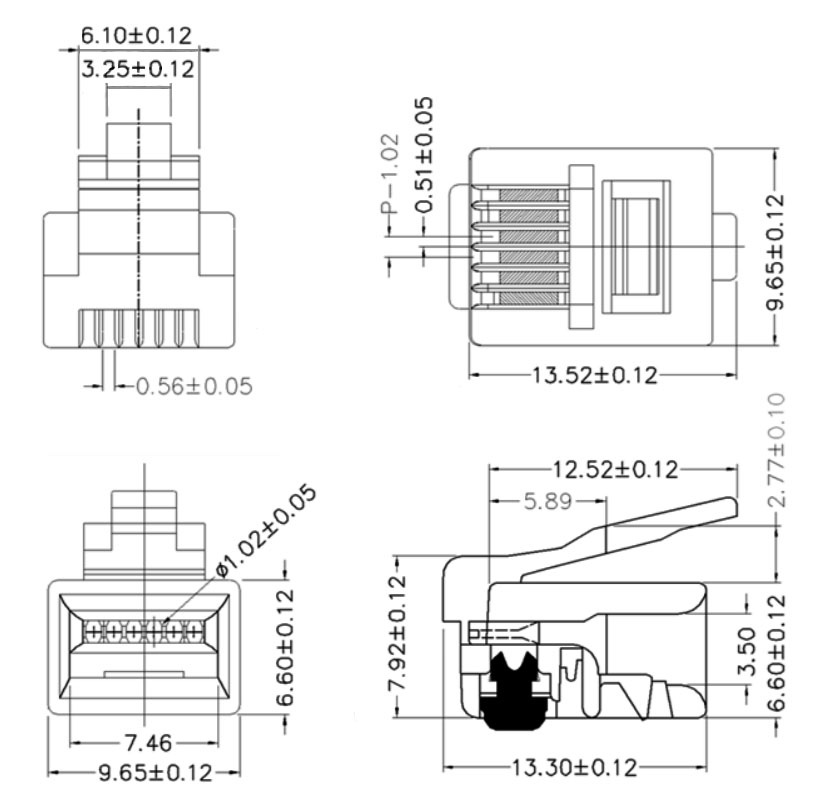 Разъём RJ RUICHI RJ12 (TP-6P4C), 1 гнездо фото 2
