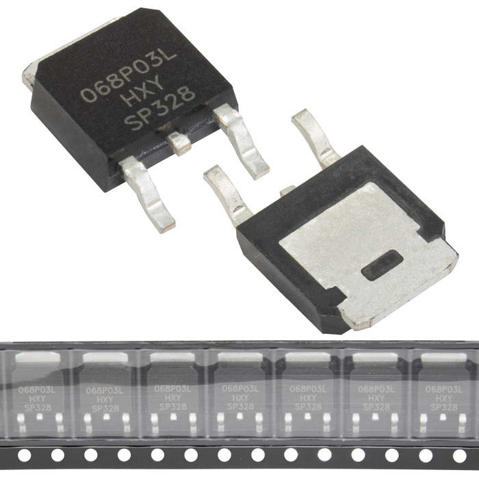 IPD068P03L3G HXY полевой транзистор (MOSFET), P-канал, -30 В, -80 А, 8.8 мОм, 45 нКл, TO-252  (DPAK) фото 1