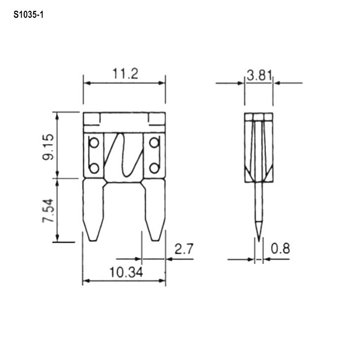 Предохранитель флажковый мини RUICHI S1035-1, 15 A, 32 В, -40…+125 °C фото 2