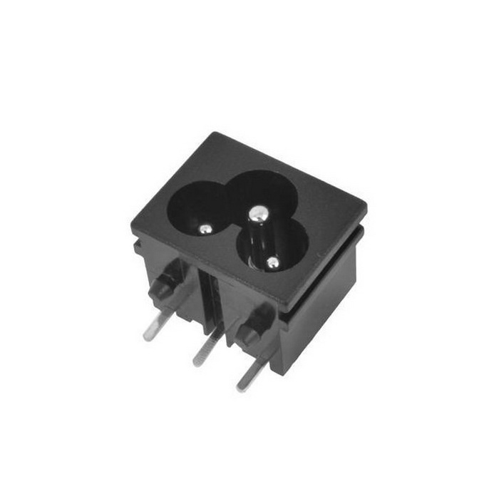 Разъем питания IEC-60320 (C6) RUICHI AC-039, 3 контакта, 2.5 А, 250 В, -25…+70 °C, черный фото 1