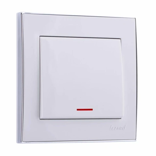 Выключатель RAIN 703-0225-111  1КЛ с подсв. белый с бок.вст.хром с/у РЭЙН Lezard фото 1