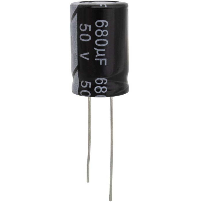 KM681M1HBKJ1321VBK JWCO Конденсатор электролитический радиальный, 680 мкФ, 50 В,      13х21 мм, -40…+105 °C, наработка 2000 часов фото 1