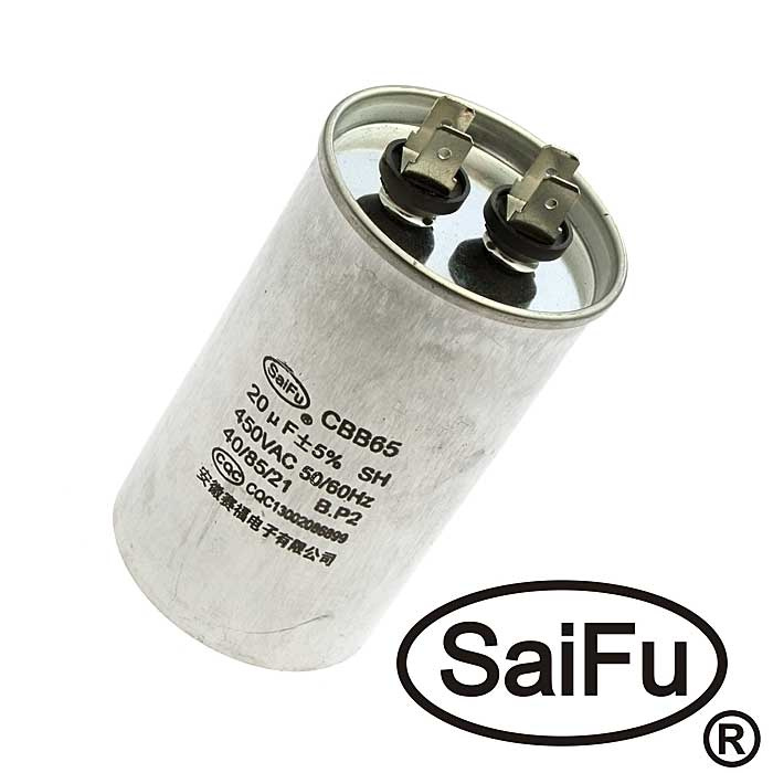 Пусковой конденсатор SAIFU CBB65, 20 мкФ, 450 В фото 1