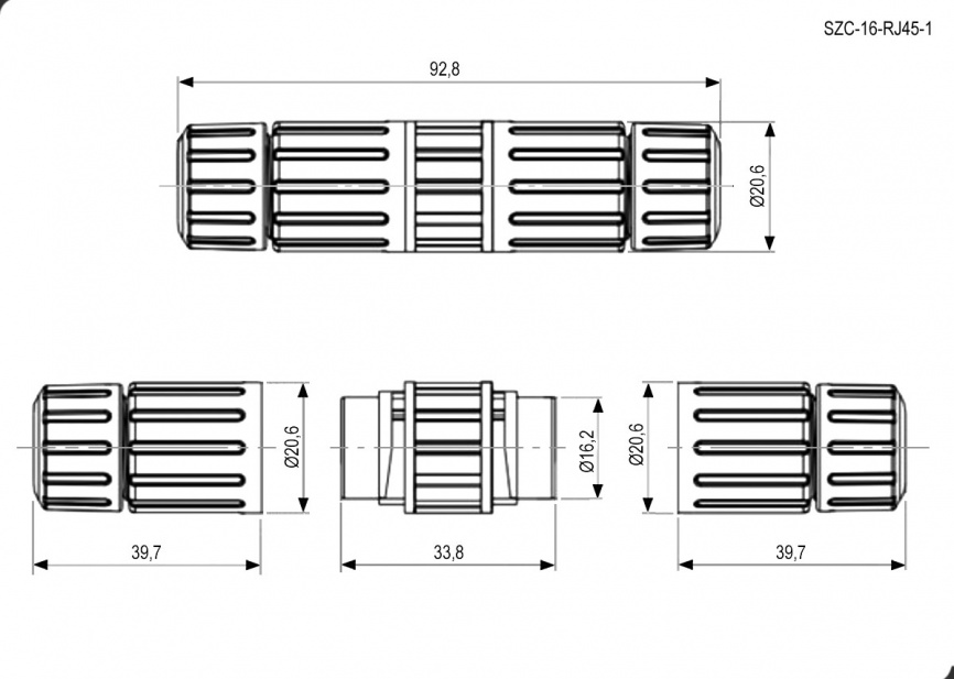 Разъём герметичный SZC-16-RJ45-1 ip68, 1 А фото 2