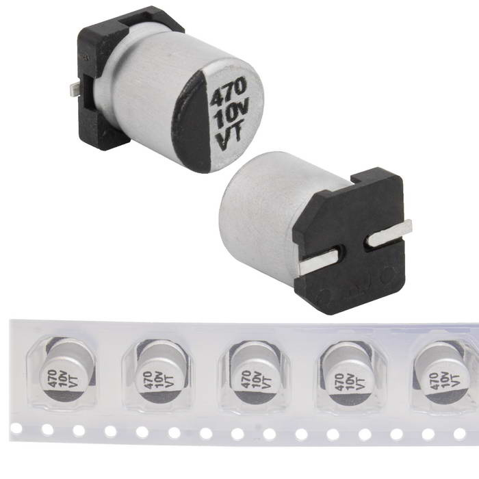 EVT010ADA471M0677 JWCO Конденсатор электролитический SMD, 470 мкФ, 10 В, 6.3х7.7 мм, -55…+105 °C, наработка 2000 часов фото 1