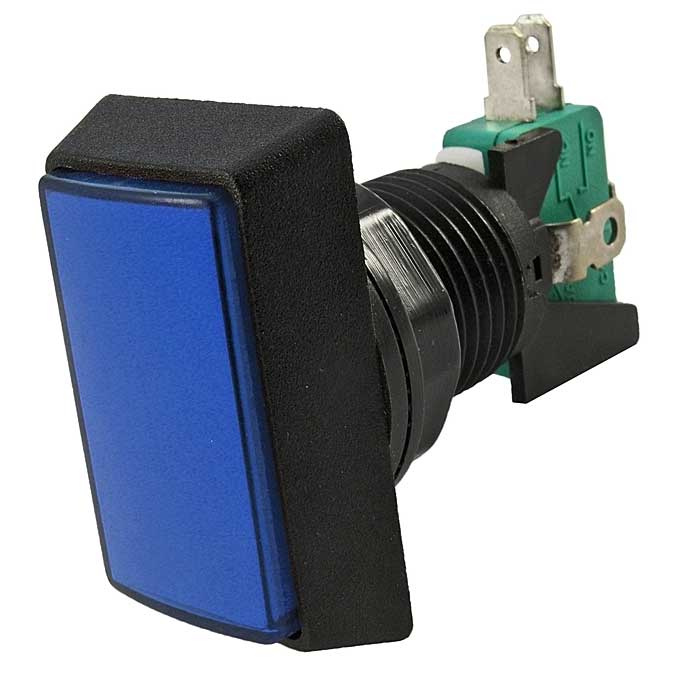 Кнопка GMSI прямоугольная RUICHI 3B-R с LED подсветкой 12 В, 5 А, 30 мОм, 250 В, NO(NC)+NC(NO), синяя фото 1