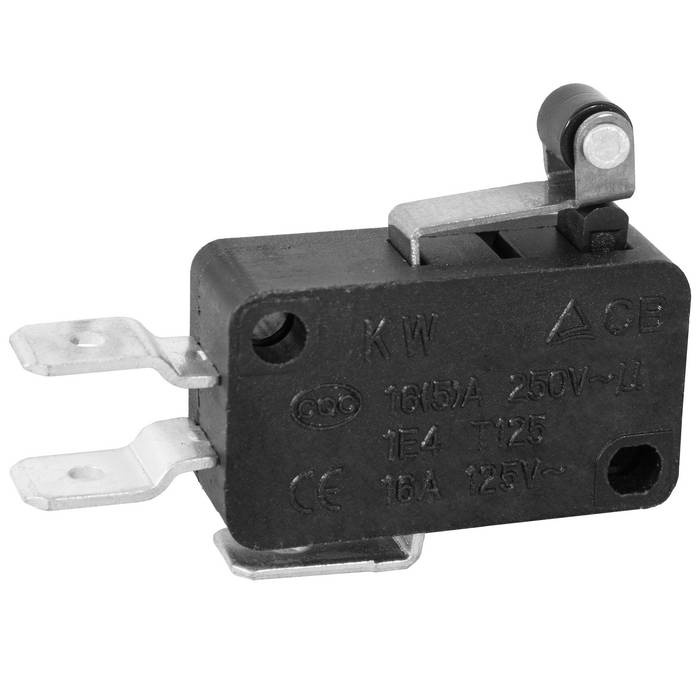 Микропереключатель с роликовым рычагом RUICHI KW7-21, 15.9х10.3х29 мм, ON-(ON), SPDT 3P, 250 В, 15 А, 30 мОм, -25...+85 °C фото 1