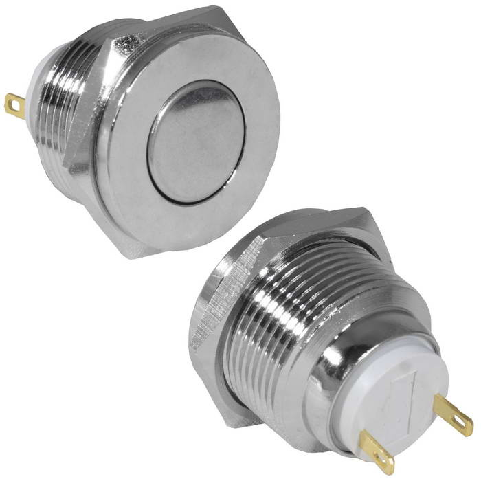 Кнопка антивандальная RUICHI GQ19SPH-10Z/J/N, OFF-ON, рабочая температура -25…+55 °C, никелированная латунь фото 1