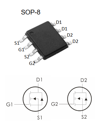 IRF7341 SLKOR полевой транзистор (MOSFET) N+N, 60 В, 5 А, 30 мОм, SOP-8 фото 2