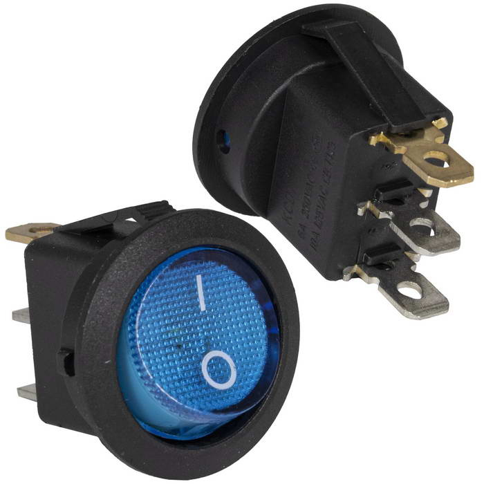 Клавишный переключатель RUICHI KCD1-101N-C3-BL/3P, ON-OFF, 3 контакта, синий фото 1