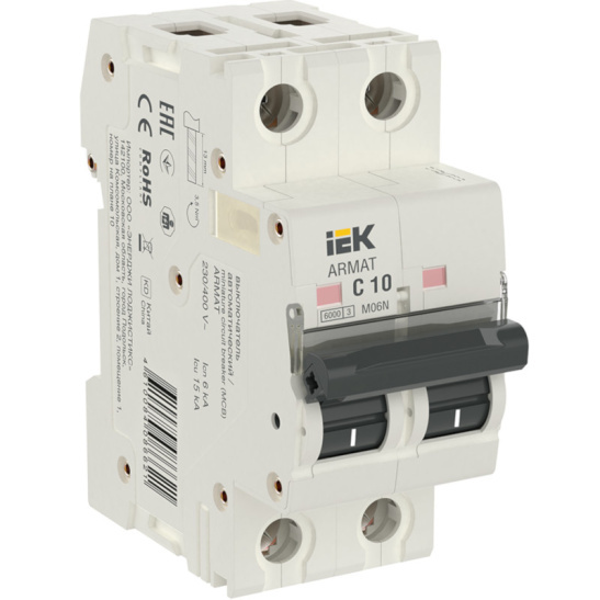 Автоматический выключатель M06N 2P 10А 6кА х-ка C ARMAT IEK (AR-M06N-2-C010) фото 1