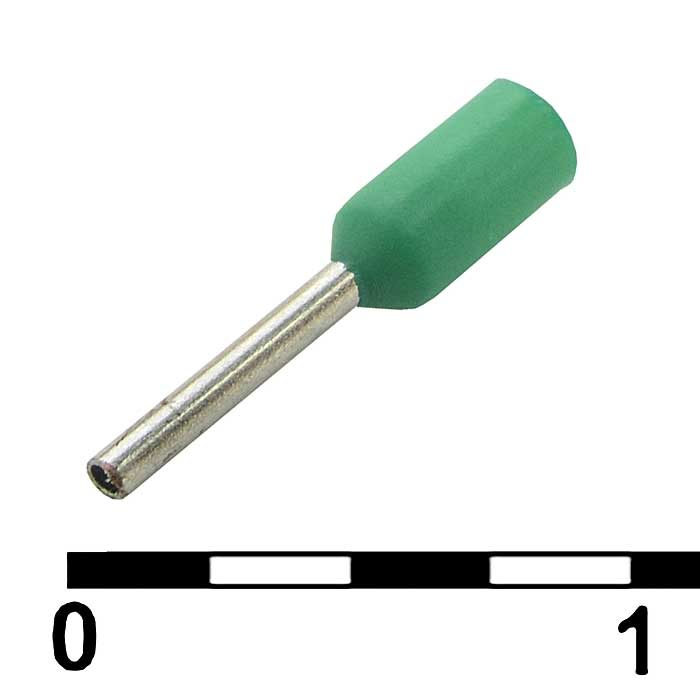 Наконечник втулочный изолированный RUICHI DN00206, 0.75x6 мм, 0.25 мм2, зеленый фото 1