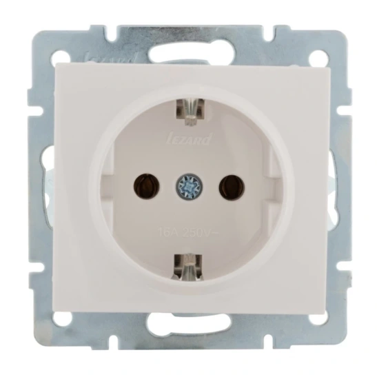 Розетка RAIN 703-0288-122  1-ая з/к (без рамки) белая с/у керам.осн. РЭЙН Lezard фото 1