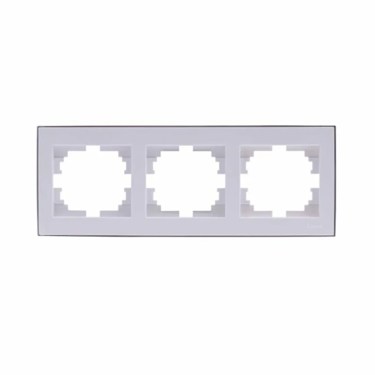 Рамка RAIN 703-0225-148  3-я гориз. белая с бок.вст.хром РЭЙН Lezard фото 1