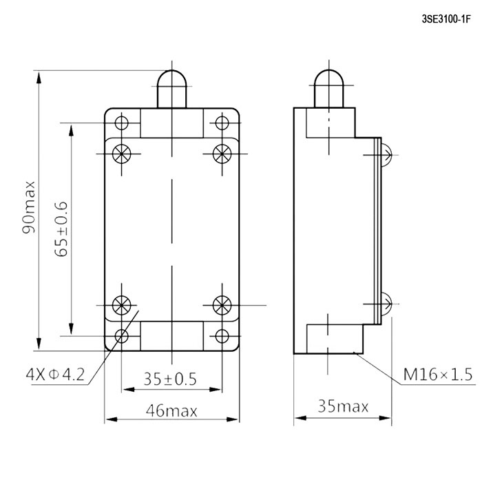 Выключатель путевой с коротким толкателем RUICHI 3SE3 100-1F, 32х26 мм, NO-NC, 4P, 2.5  мм2, 10 А, 240 В, IP40, корпус алюминиевый фото 2