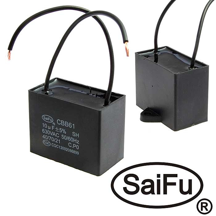 Пусковой конденсатор SAIFU CBB61, 10 мкФ, 630 В фото 1