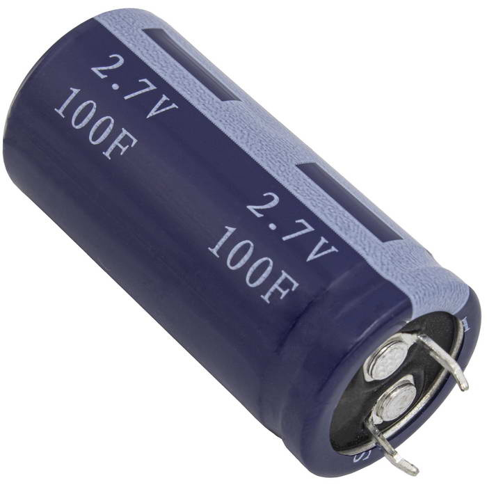 HP-2R7-J107VYJ28, ионистор KAMCAP, 100 Ф, 2.7 В, 50 А, 22х46 мм, циллиндрический, с жесткими выводами (Snap in) фото 1