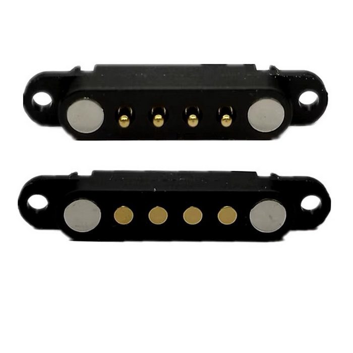 Разъем подпружененные магнитный Ruichi Pogo 4pin 02 MF, комплект male-female, шаг  2.54мм, с фланцами фото 1