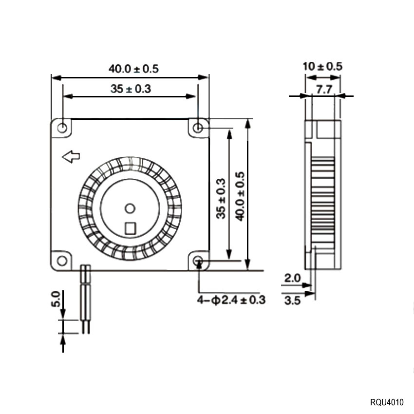 Вентилятор-улитка DC RUICHI RQU4010MS, 24 В фото 2