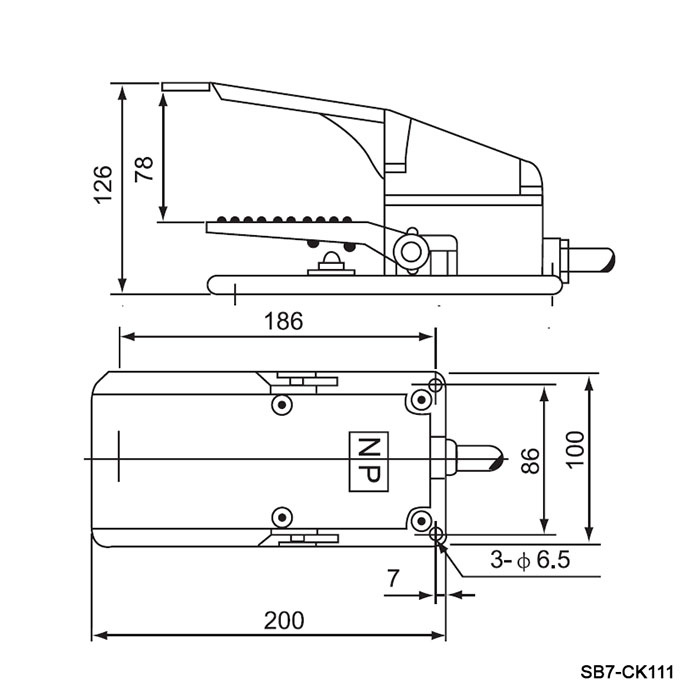 Переключатель ножной педальный RUICHI SB7-CK111, номинальное напряжение 250 В, ток 15 А, с защитой для ног фото 2