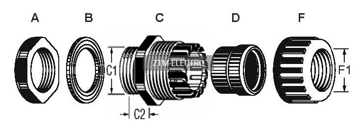 Кабельный ввод ZTM-ELECTRO FN2604-21G, никелированная латунь фото 2