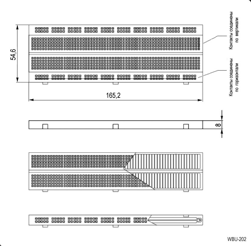 Макетная плата беспаечная RUICHI WBU-202, стеклотекстолит фото 2