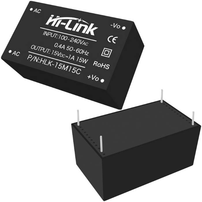 Блок питания на печатную плату Hi-Link HLK-15M15, 85-264 В (АС) 1 А, 15 В, корпус из поликарбоната фото 1