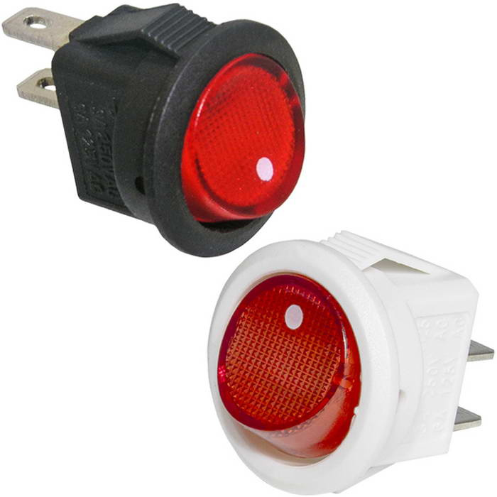 Клавишный переключатель круглый RUICHI SMRS-101-2, ON-OFF, SPST, красный, без подсветки фото 1