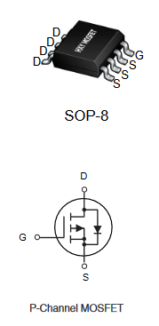 IRF7416 HXY полевой транзистор (MOSFET) P-канал, -30 В, -9.5 А, 18 мОм, SOP-8 фото 2
