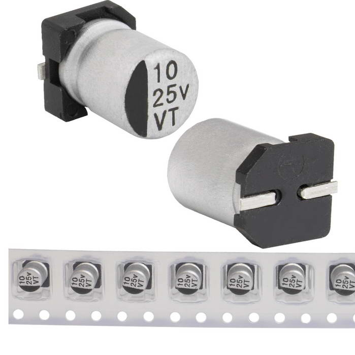 EVT025ADA100M0454 JWCO Конденсатор электролитический SMD, 10 мкФ, 25 В, 4х5.4 мм, -55…+105 °C, наработка 2000 часов фото 1