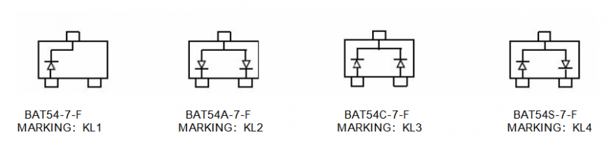 BAT54С KUU диод Шоттки (2 диода, общий катод), 30 В, 200 мА, SOT-23 фото 2