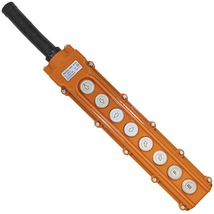 Пост 8-ми кнопочный на кабель RUICHI GB8-B104, 50х70х320 мм, 250 В, 5 А, 50 мОм, -25…+70 °С, пластик, крышка ABS, оранжевый фото 1