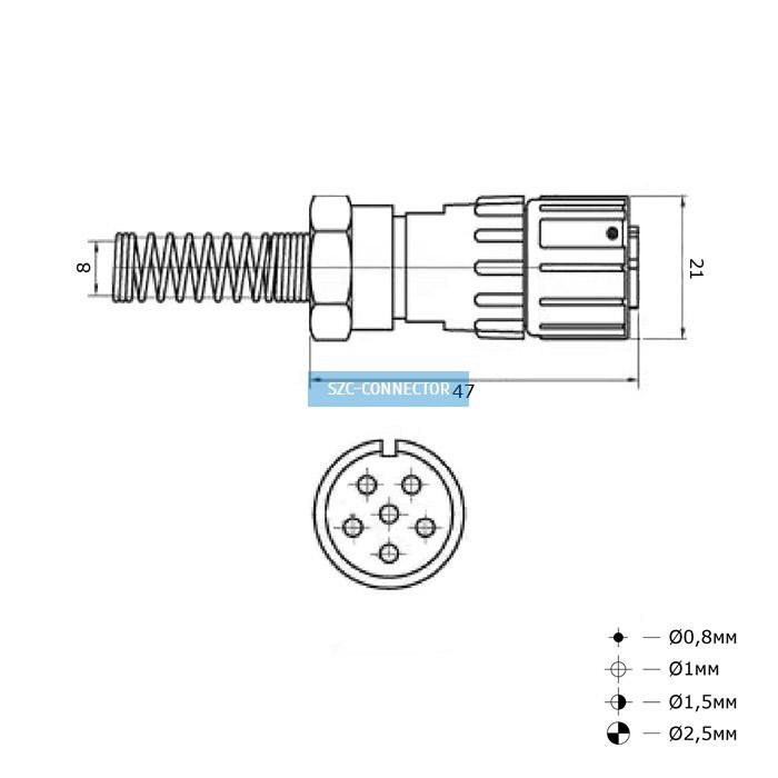 Разъём быстроразъёмный RUICHI FQ14-6pin TJ-8, 6-ти контактный фото 2