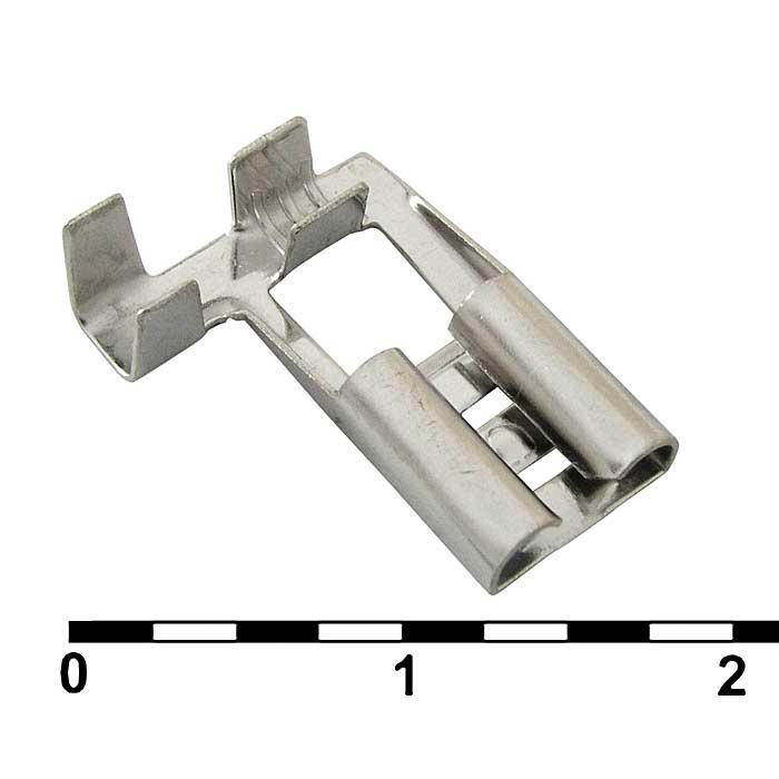 Клемма ножевая неизолированная F-типа угловая RUICHI DJ627-6.3B 6.3 мм, латунь фото 1
