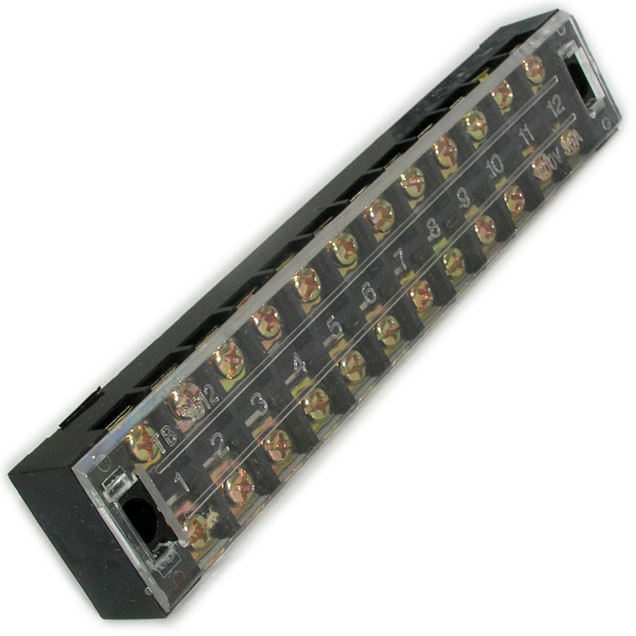 Клеммная колодка винтовая с крышкой RUICHI TB-3512, 24 контакта, М4, 35 А, 600 В, 8 AWG, 10 мм2, корпус пластик модифицированный фото 1