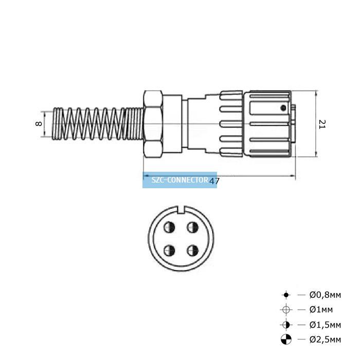 Разъём быстроразъёмный RUICHI FQ14-4pin TJ-8, 4-х контактный фото 2