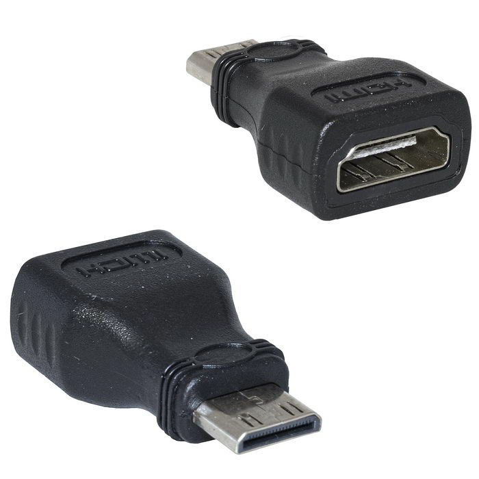 Переходник кабельный RUICHI HDMI (F)-mini HDMI (M), прямой, цвет чёрный фото 1