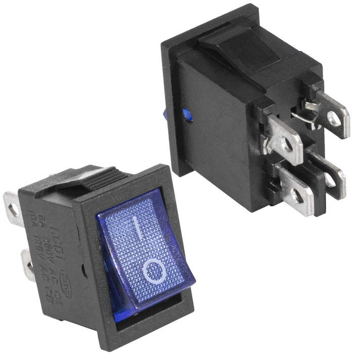Клавишный переключатель RUICHI KCD1-201N-4-C3-BL/4P, ON-OFF фото 1