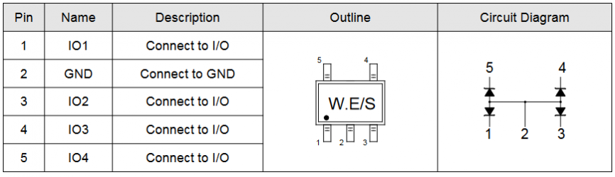 ESDALC6V1W5 Elecsuper защитная диодная сборка 5 В, 12 А, 150 Вт, SOT-353 фото 2