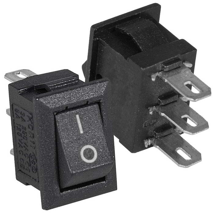 Клавишный переключатель RUICHI KCD5-112-C3-B/3P, ON-ON, 3 контакта, черный фото 1