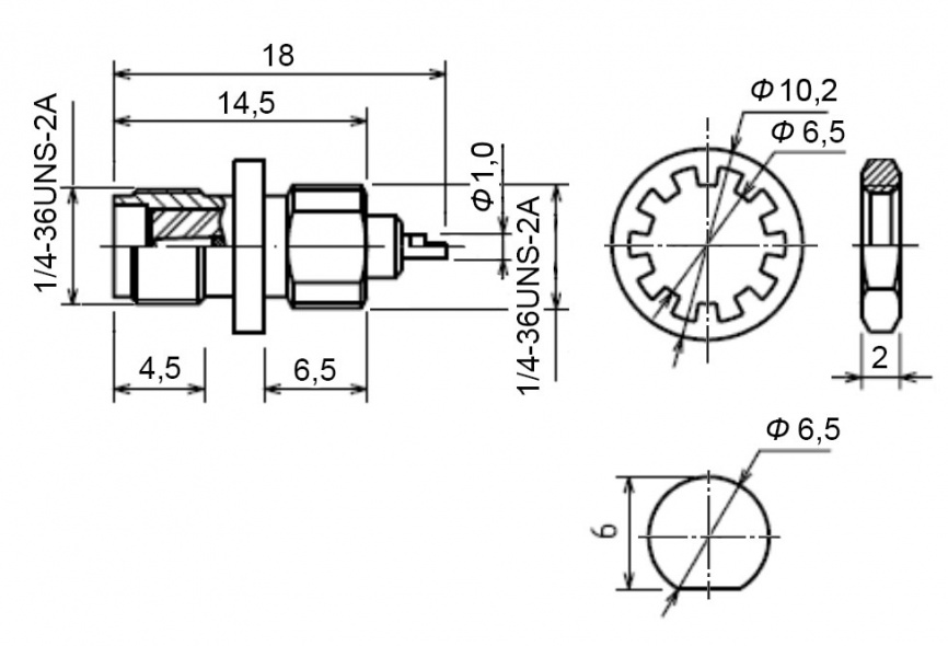 Разъём высокочастотный RUICHI SMA-BJ, крепление гайка фото 2