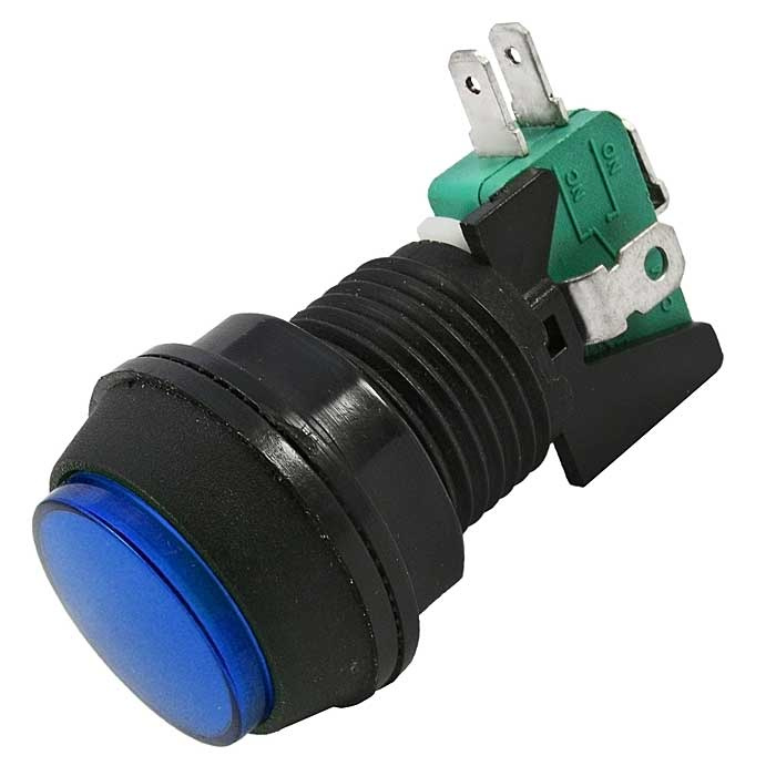 Кнопка GMSI круглая RUICHI 7B-C с LED подсветкой 12 В, 5 А, 30 мОм, 250 В, NO(NC)+NC(NO), синяя фото 1