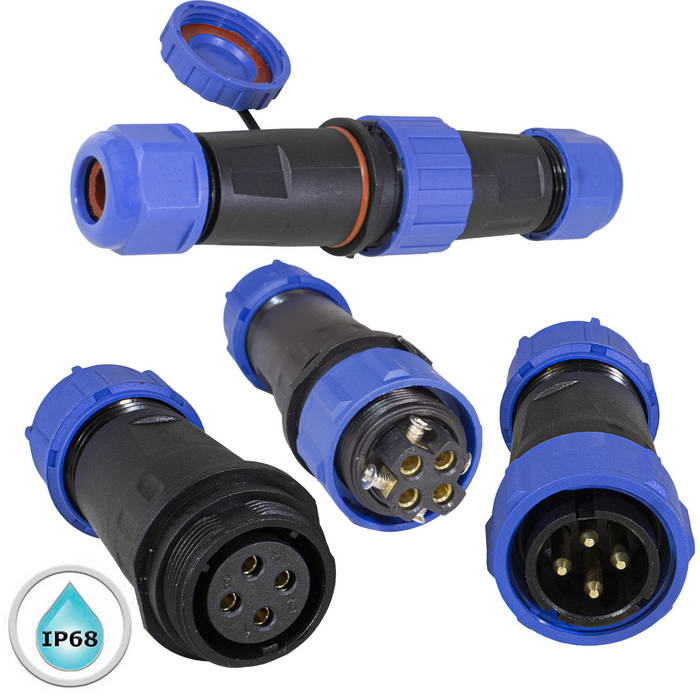 Разъём герметичный RUICHI SP20B-4P IP68, 4 контакта фото 1