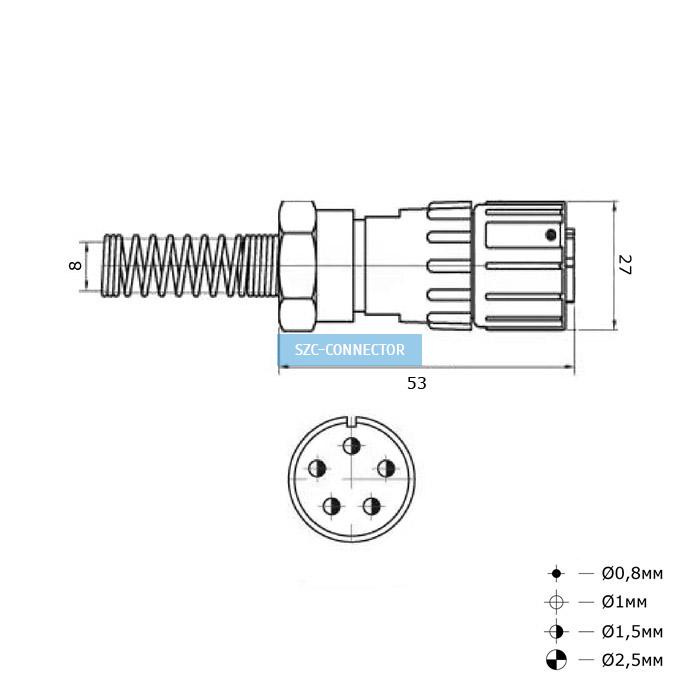 Разъём быстроразъёмный RUICHI FQ18-6pin TK-8, 6-ти контактный фото 2