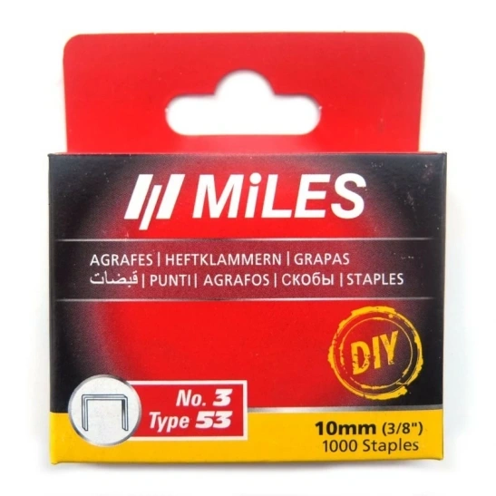 Скобы для степлера 11,3*07*10мм 1000шт  тип 53  N3-10-D Miles фото 1