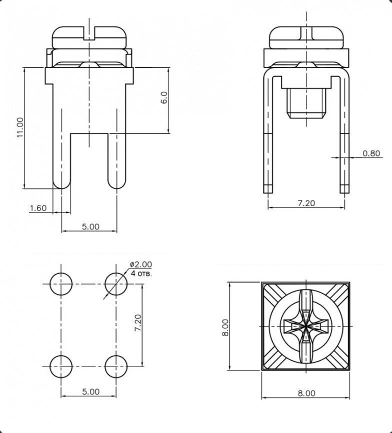 Клемма винтовая пластинчатая RUICHI K14 M3.5x6 мм, 18-14 AWG, лужёный металл фото 2