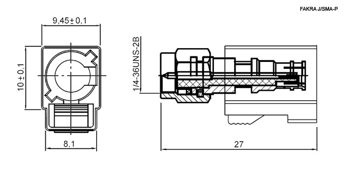 Высокочастотный разъем RUICHI серии FAKRA TYPE C-J (розетка)/SMA-P (вилка) фото 2