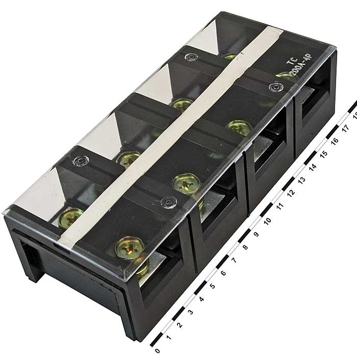 Клеммная колодка винтовая с крышкой RUICHI TC-2004, 8 контактов, 20 А, 600 В, 0,5…10 мм2, корпус пластик модифицированный фото 1