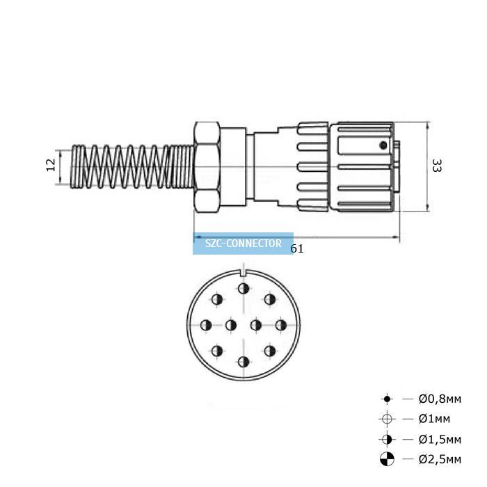 Разъём быстроразъёмный Ruichi FQ24-10pin TK-12, 10-ти контактный фото 2